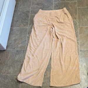 Aerie Tan Textured Wide-Leg Pants